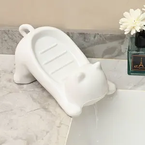 1pc drainable soap dish, cat-shaped soap dish for home use, made of plastic, suitable for bathroom soap dishes, Soap Saver, Home Goods