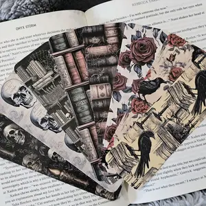 Dark Academia Gothic Bookmarks | Skulls, Raven & Roses | BookTok Gift for Readers | Spooky Bookish Accessory