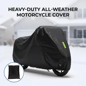 Waterproof Heavy Duty Motorcycle Cover: All Season Oxford Protection w/ Lock Hole & Reflective Strip, Universal Fit