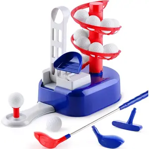 Kids Blue Golf Toy Set W/Left & Right Club Head, Boy Outdoor Sport Toy Age 3-5, Toddler Indoor Golf Ball Game, Child Active Exercise Yard Play, Birthday Gifts for 4 6 7 8 Year Olds Girl
