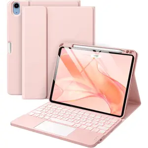 Compatible with iPad Air 11 Inch & Air 5th/ Air 4th Generation Case with Keyboard - Multi-Touch Trackpad, 7-Color Backlit, Detachable Folio Cover for Air 11-inch M3/M2 (2025/2024) (Light )