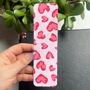 Pink Leopard Heart Print Bookmark