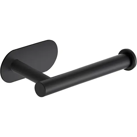 1 Pack Adhesive Toilet Roll Holder Stand - Matte Black SUS304 Stainless Steel, Rustproof Toilet Paper Holder No Drilling Tissue Holder for Kitchen Bathroom Wall Mount Bathroom Tissue Holder