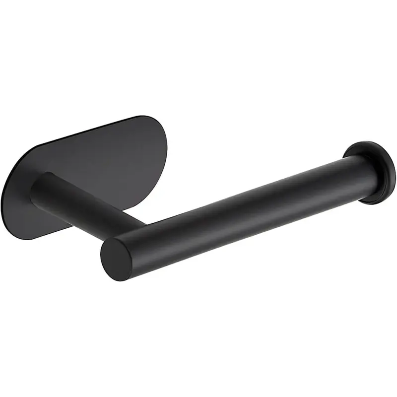 1 Pack Adhesive Toilet Roll Holder Stand - Matte Black SUS304 Stainless Steel, Rustproof Toilet Paper Holder No Drilling Tissue Holder for Kitchen Bathroom Wall Mount Bathroom Tissue Holder