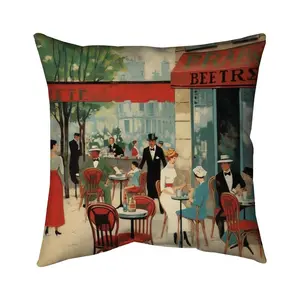 Begin Home Decor 5543-1616-GA144 16 x 16 in. Gastronomy Blue Food Pillow - Home Decor - Public Coffee Shop