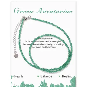 Natural Green Aventurine Necklaces for Women - 15+2inches Handmade Gemstone Beaded Choker Necklace - Emotional Relief and Stress Reduction Healing Balance