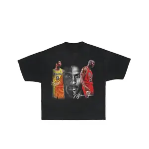 Kobe Bryant Michael Jordan Face Off Graphic T Shirt, Best Unique Sports Gifts Womenswear Streetwear Round Neck Casual Top