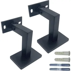 Adjustable Staircase Stair Handrail Railing Brackets with Screws (Plane, Black)