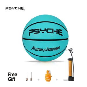 PSYCHE Basketball Size 7 Classic Rubber Indoor Outdoor Sports Ball with Free Needle Pump Home Gym Workout Equipment Durable Butyl Lining