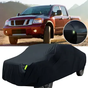 For Nissan Titan Full Truck Car Cover Waterproof Full Exterior Pickup Cover Outdoor Sun UV Rain Dust Protection Black