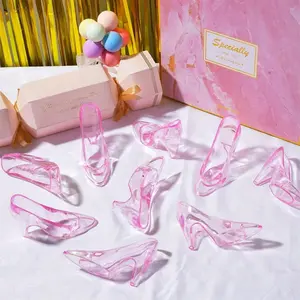 12pcs Plastic Cinderella Princess Slippers, High Heel Shoe Decorations, Wedding Birthday Party Table Gifts, Party Decoration Accessories