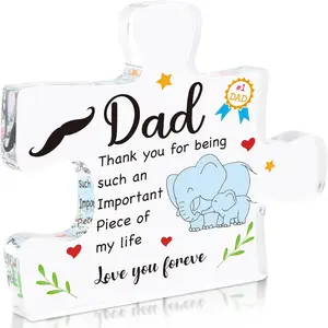 Acrylic Plaque Gifts for Fathers Day Dad Birthday Presents form Son Daughter Thank You Gift Daddy Stepfather Keepsake Home Decoration, Acrylic Desktop Decoration, Acrylic Puzzle Plaque