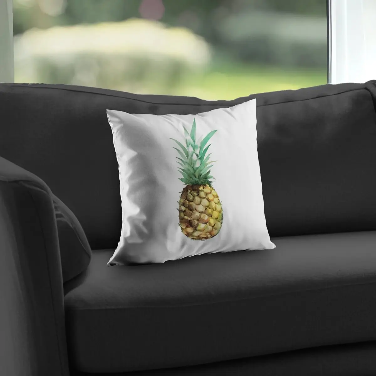 360 Stand 14x14 in. Watercolor Pineapple Throw Pillow - Modern Style, Tropical Charm, Durable Illustrative Food Home Decor, Decorative Element, Artistic Pillow Inserts, Decoration, Coastal, Living Space, Tropical Vibe, Easy Cleaning