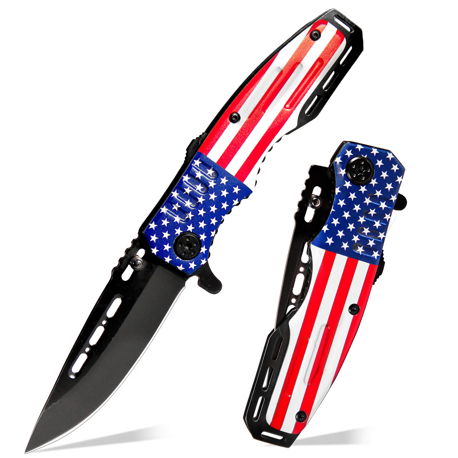 Manual Folding Utility Pocket Knife with Black-Finish Blade and Textured Handle for Camping, Work and Everyday Tasks
