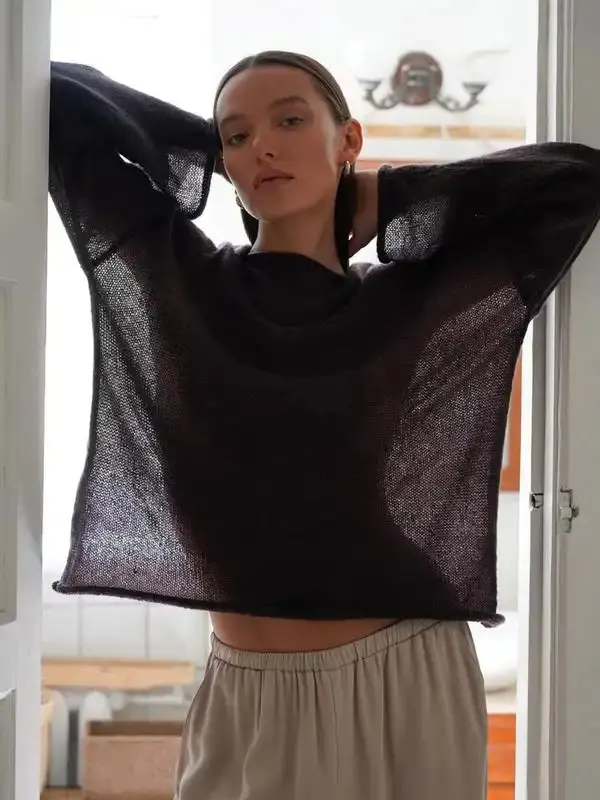 Women's Solid Round Neck Sweater, Casual Long Sleeve Jumper for Daily Wear, Ladies Knitwear for All Seasons