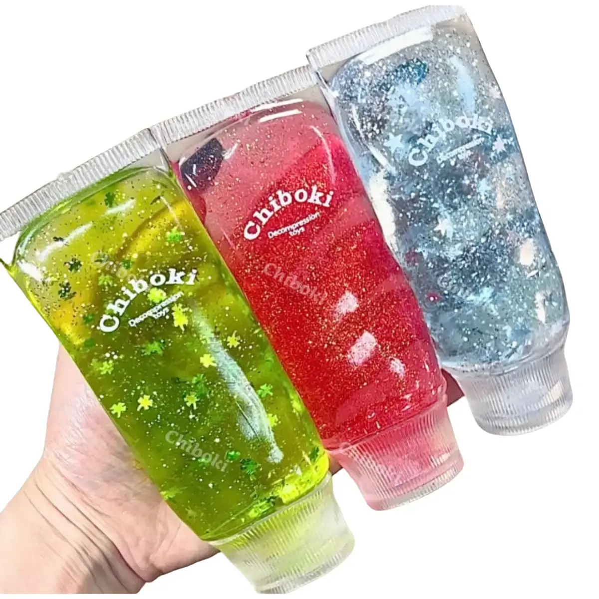 Chiboki Translucent Glittery Bright Toothpaste Squishy - Ultra-Soft Thin Skin, Moldable Stress Relief Toy, Portable Desktop Ornament for Adults, Ideal Christmas/Easter Party Favor & Holiday Gift
