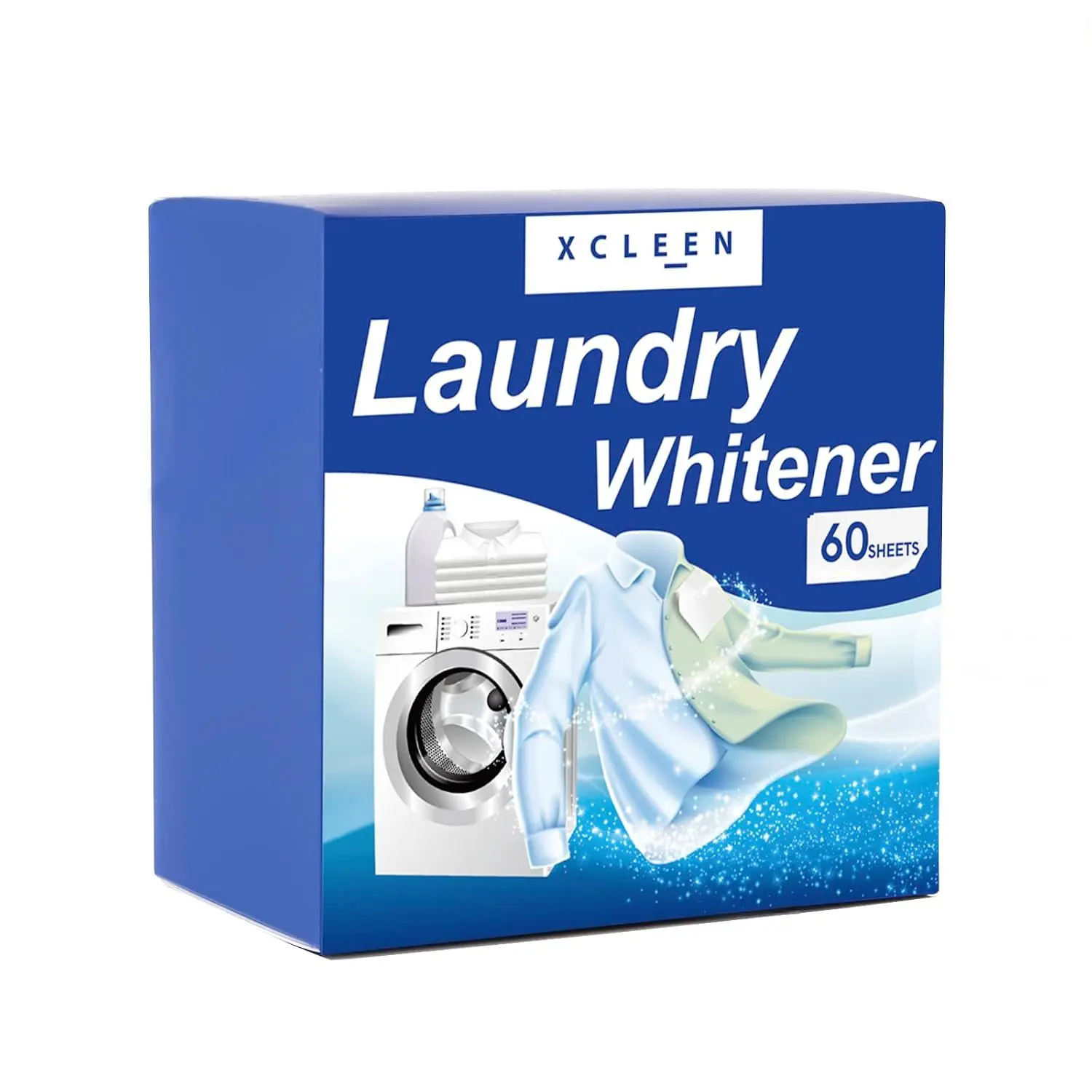 Xcleen Laundry Whitener Sheets 60 count, Chlorine Free, Fragrance Free – Unscented