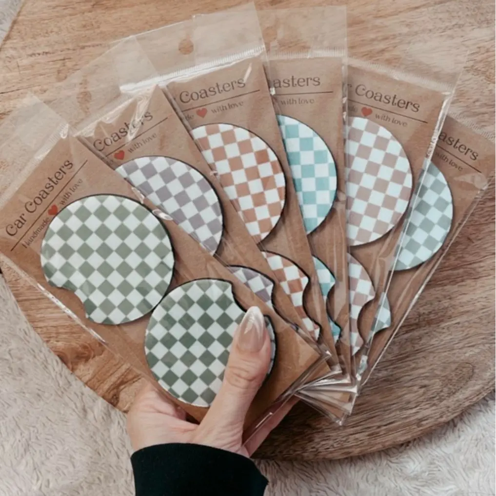 Color Checkered Car Coasters Color Checkered Car Coasters