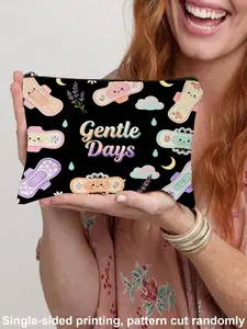 Menstrual Essential Storage Bag, Sanitary Pad Pattern Makeup Bag, Travel Wash Kit, Multi-Functional Organizer, DIY Sorting, Women's Period Care Gift