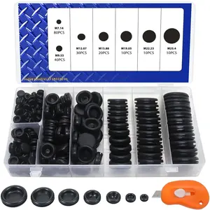 200 count Closed Rubber Grommet Firewall Solid Closed Hole Plug Assortment Kit for Wire Electrical Appliance Plumbing, 7 Sizes 1/4" 3/8" 1/2" 5/8" 3/4" 7/8" 1"