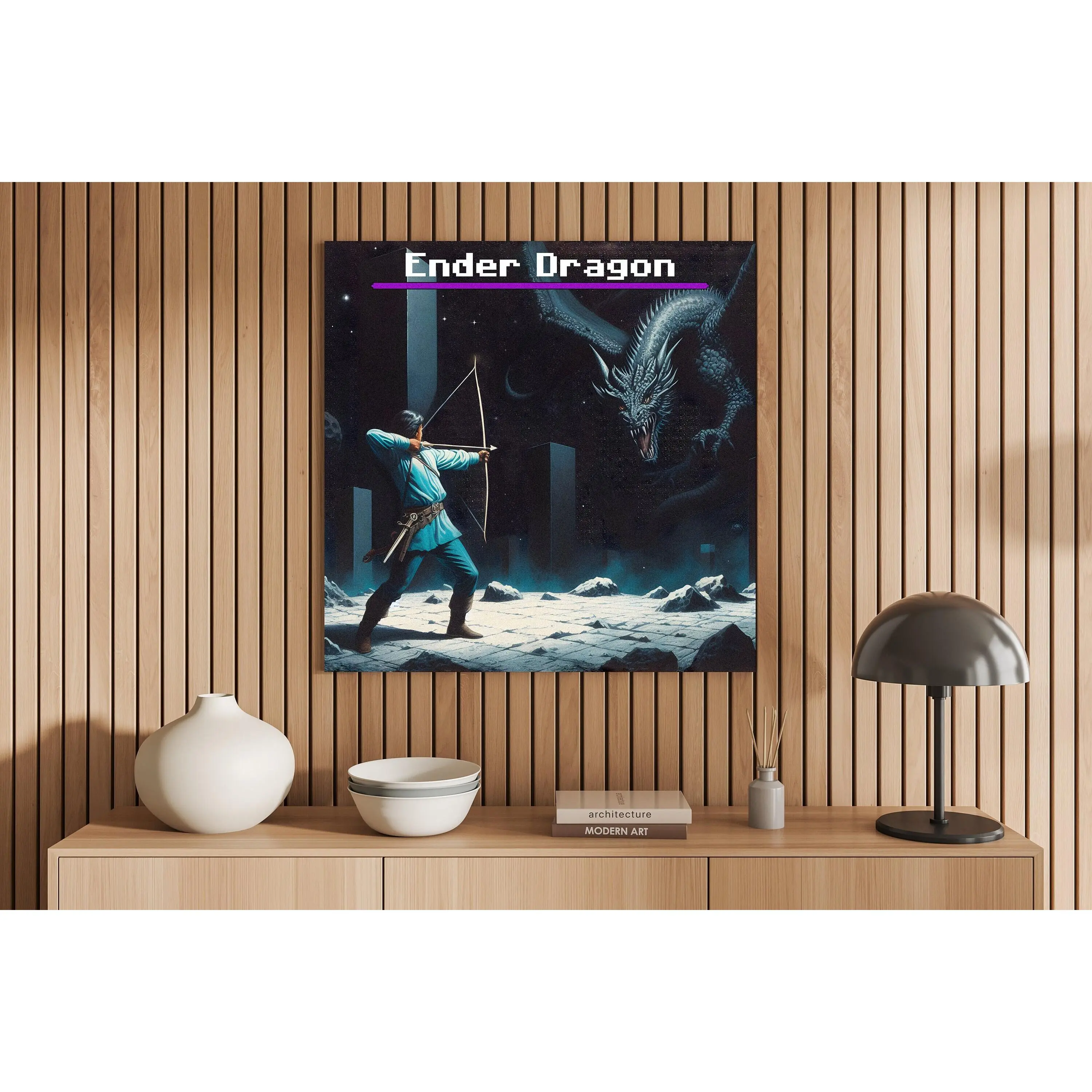 Minecraft Art| "Ender Dragon" | Framed Canvas | Dark Fantasy | Minecraft Poster | Minecraft Canvas | Minecraft Wall Art | Minecraft Decor