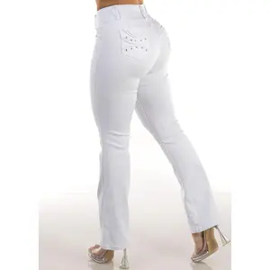 Push Up High Waisted Stretch Bootcut Jeans White