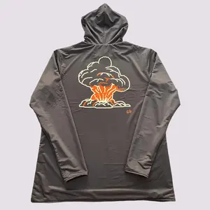 GHOSTAMMO Reversible Hooded Rashguard - Black UPF 50+ Water Hooded Men's Rashguard for Surfing Beach Days Fishing with Moisture-Wicking & Quick-Dry Features