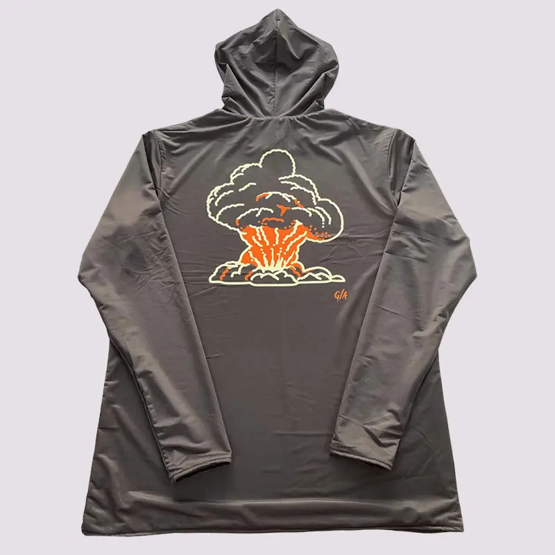 GHOSTAMMO Reversible Hooded Rashguard - Black UPF 50+ Water Hooded Men's Rashguard for Surfing Beach Days Fishing with Moisture-Wicking & Quick-Dry Features