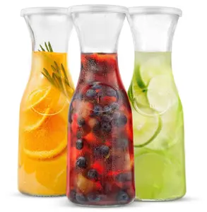 Glass Carafes with Lids, Set of 3 Drinkware