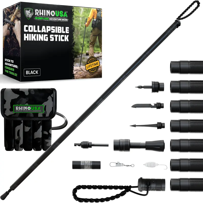 Rhino USA Hiking Stick  – Essential Camping Gear for Hiking & Trekking – Durable Walking Stick for Outdoor Adventures, Travel Accessories