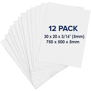 Board 20 x 30 x 3/16" (5mm) - 12 Pack - White Poster Board, Acid Free, Double Sided, Rigid, Sign Board Foamboard for Mounting, Crafts, Paintings Prints, Art, Display, Presentation and Projects