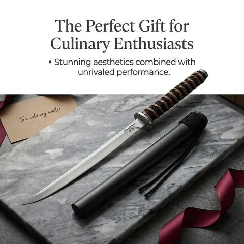 New Ultra Sharp Portable Chef Knife with Scabbard Ergonomic Handle High-Quality Japanese Styling Sushi Knife for Kitchen Gift - Versatle High-carbon Stainless Steel Culinary Tool for Kitchen& Restaurant Stainless Steel Knives