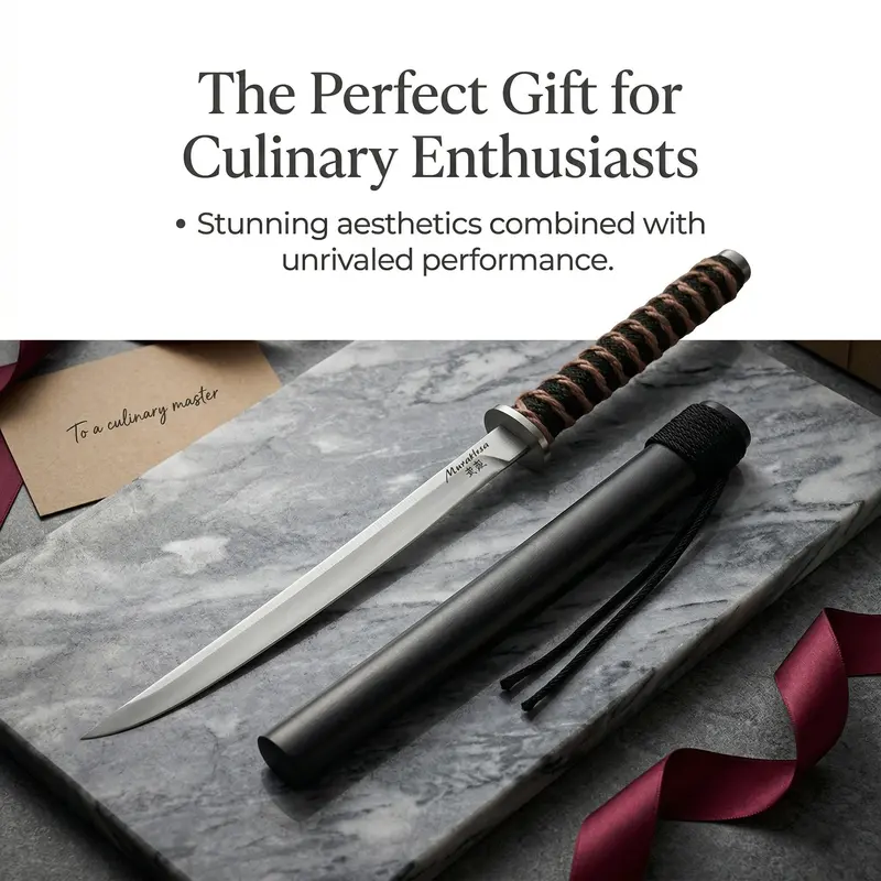 New Ultra Sharp Portable Chef Knife with Scabbard Ergonomic Handle High-Quality Japanese Styling Sushi Knife for Kitchen Gift - Versatle High-carbon Stainless Steel Culinary Tool for Kitchen& Restaurant Stainless Steel Knives