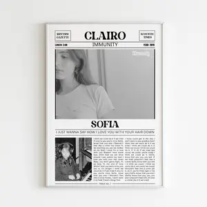 Clairo Retro Newspaper Print / Sofia Poster No Frame / Lyrics Print / Immunity Poster / Music Gift / Fans Gift