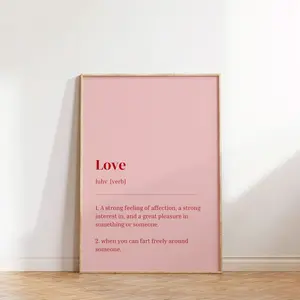 1 Piece Love Definition Wall Decor Poster - Minimalist Romantic Valentine's Day Decorative Painting, Fun Couple Relationship Quotes and Slogans, Suitable for Bedroom and Living Room Decoration, Frameless Design for Easy Hanging - Perfect Valentine's Day G