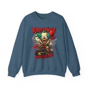 'Krustywise' Creepy Clown Design, "You’ll Float Too" Back Print