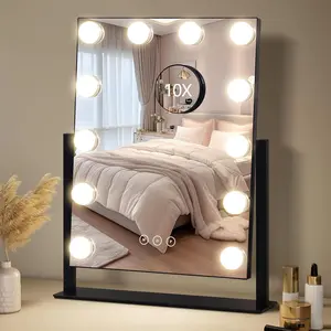Mirror with Lights,Makeup Mirror with Lights,3 Color Lighting Modes Detachable 10X Magnification Mirror,360°,White