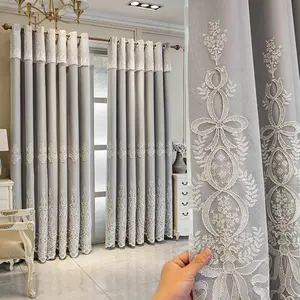 European Style Double Layer Blackout Curtain 1 piece, Elegant Drapes for Living Room & Bedroom Decor, Minimalist Design for Home Interiors, Home Decoration Curtain