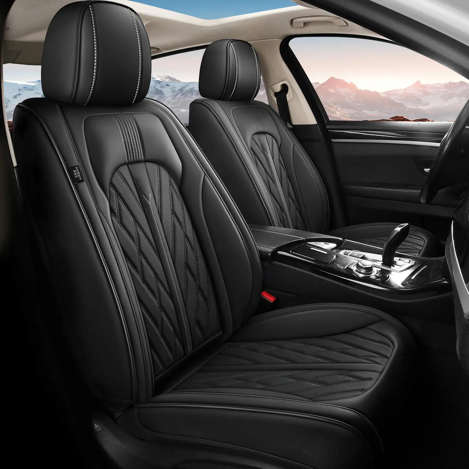 Car Seat Covers Full Set, 2/5 Seats Custom Fit for Ford Explorer 2004-2025, Faux Leather Seat Cushion, Airbag-Compatible Waterproof Car Seat Protectors, Car Seat Cushions, Lumbar Support