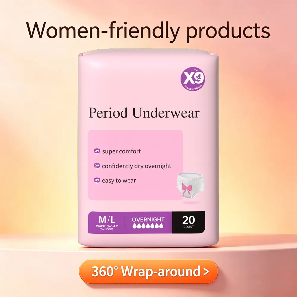 X9 Women's Disposable High-Waisted Period Underwear, Heavy Flow Leakproof Postpartum Panties, Clinically Tested Safe, No Petroleum-Based Microplastics/Chlorine/Fragrance, 20ct