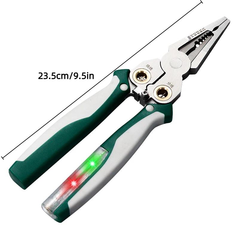 8-in-1 Stainless Steel Multi-Function Wire Stripper Pliers with Voltage Testing, Cutting, Stripping, Crimping, Wire Splitting Tool for Electricians and Home Repair