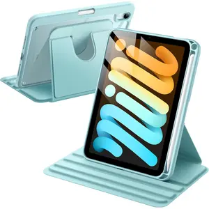 JETech Rotating Case for iPad mini (A17 Pro, 2024 Model, 7th Generation) / mini 6 (2021 Model, 6th Generation), 360 Degree Rotation Protective Stand Cover Clear Back
