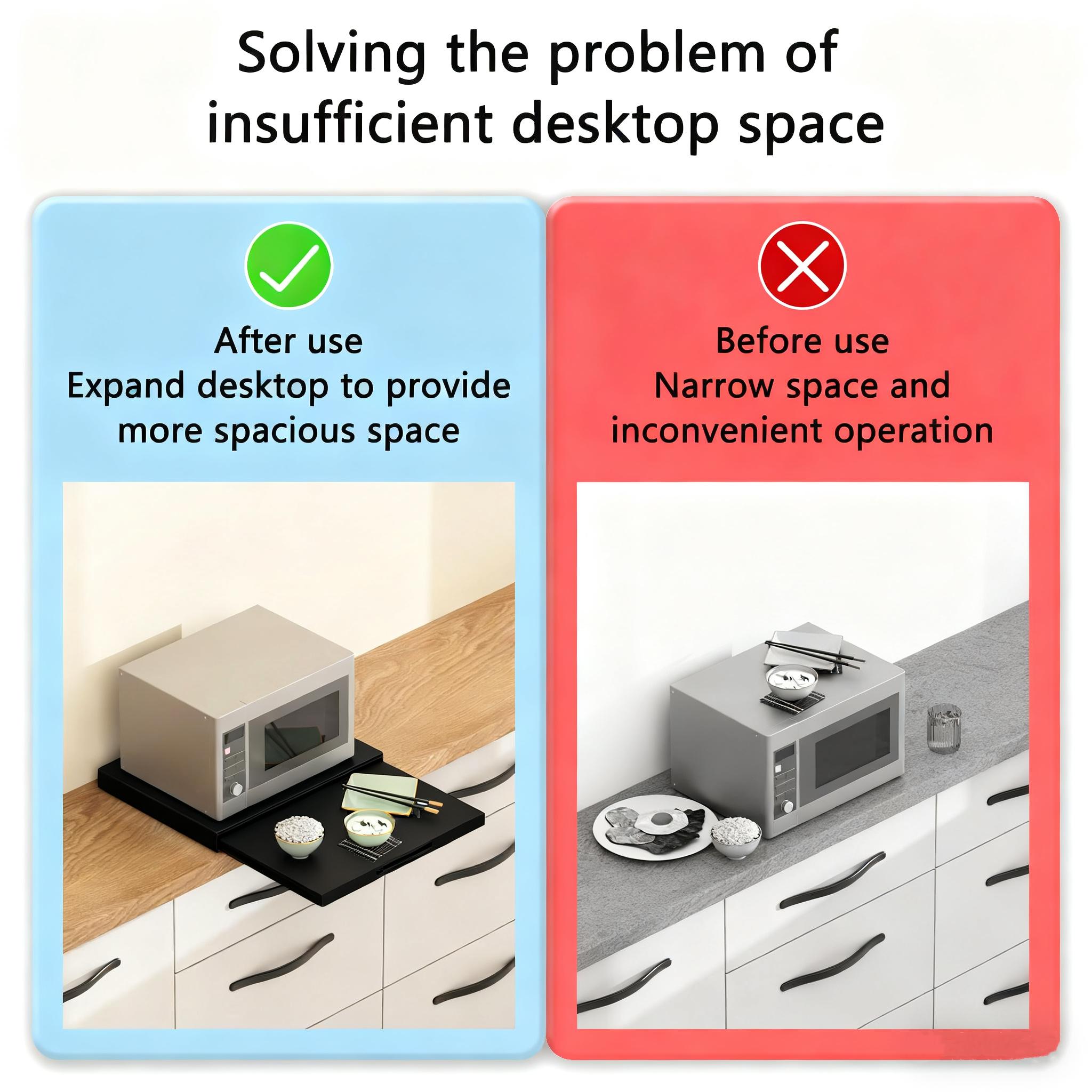 Pull-out Metal Kitchen Shelf - Large Capacity Multi-function Extension Drawer Board, Kitchen Storage And Finishing Necessary, Rust-proof Material, Home Clean Solution, Save Space Pull-out Shelf, Suitable For Microwave Oven, Air Fryer, Rice Cooker