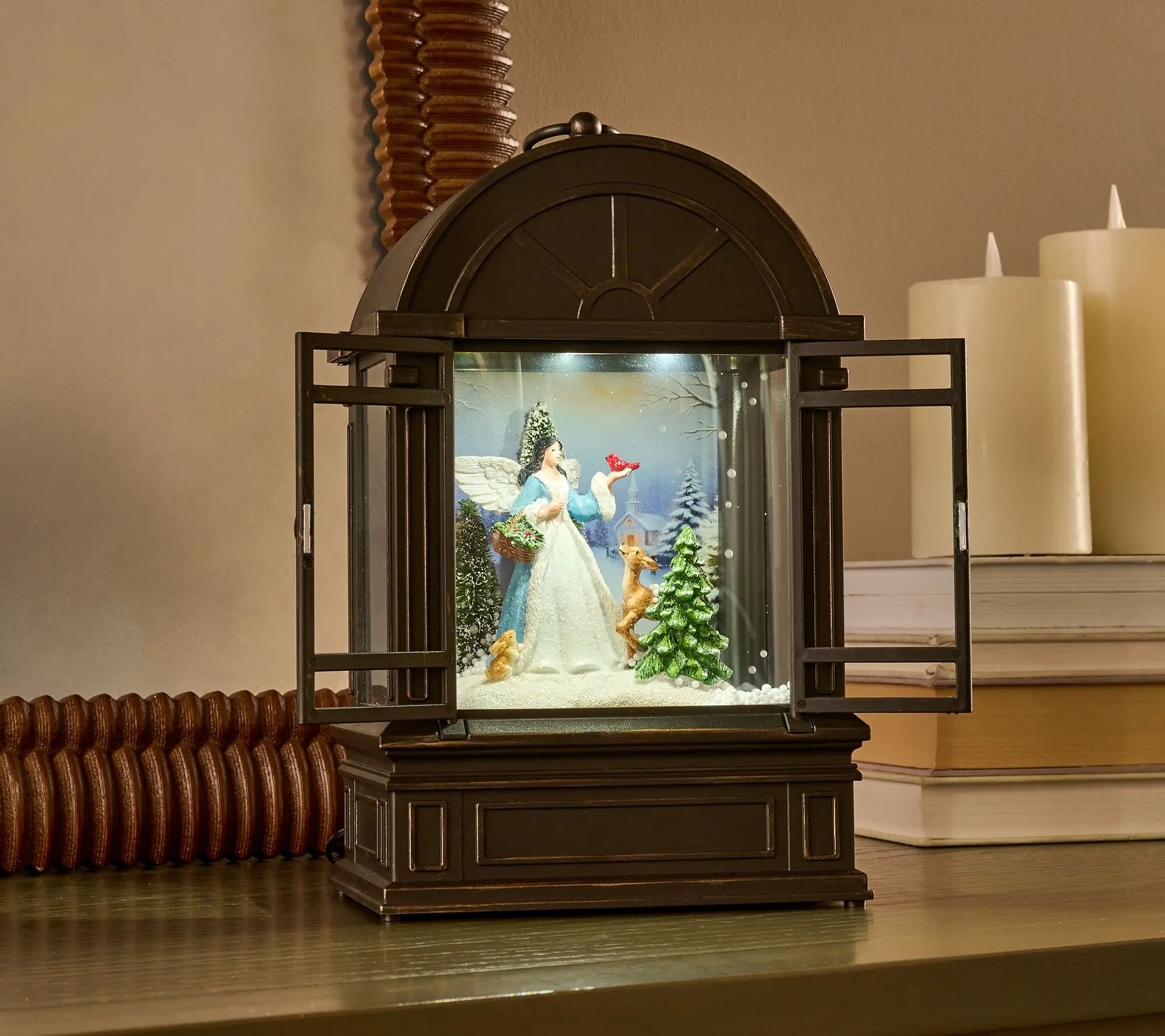 Christmas Time Reflections Illuminated Snowing Lantern by Valerie Christmas Time Reflections Illuminated Snowing Lantern by Valerie