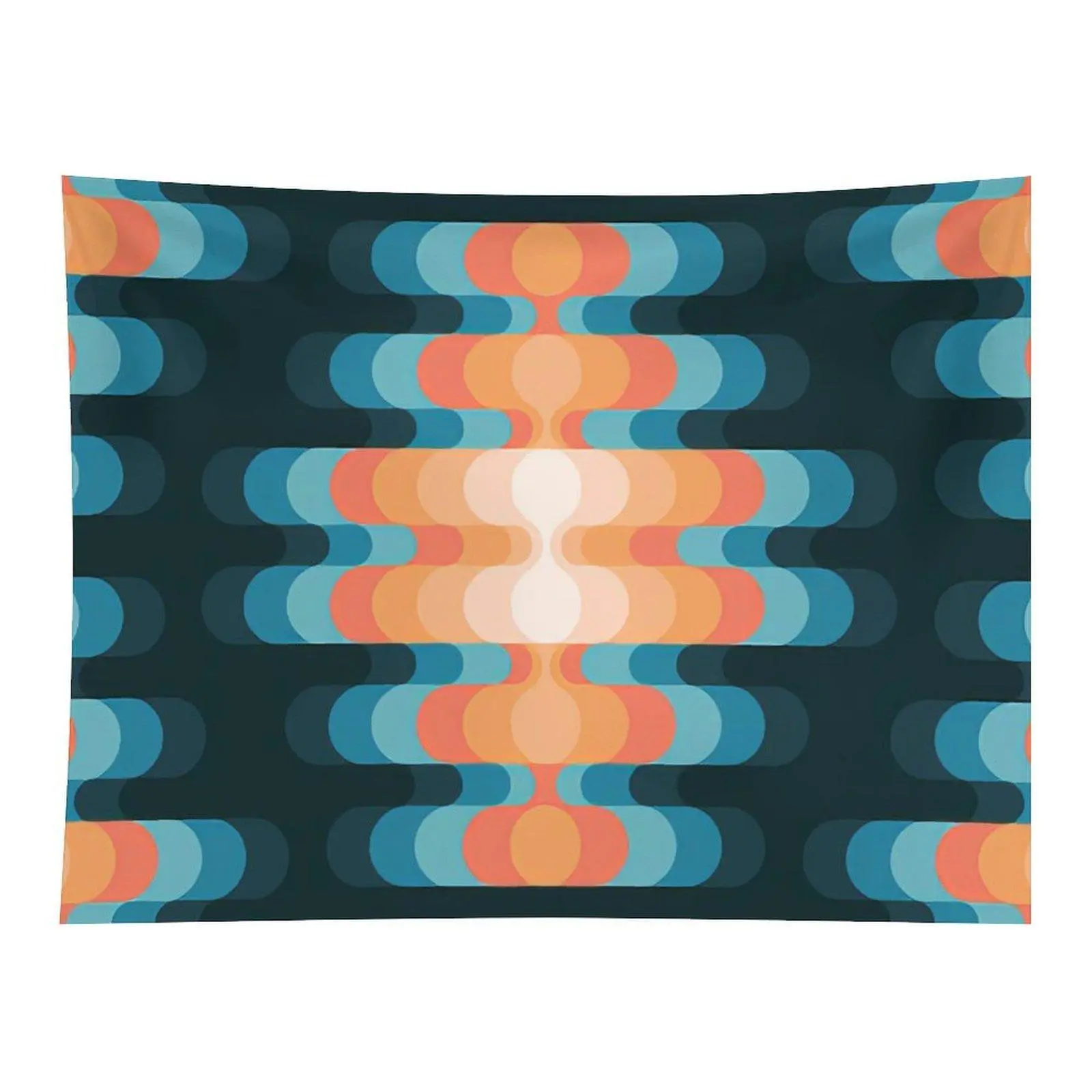 Retro 70s Geometric Oval Shapes Seamless Pattern Vintage Color Palette Wall Tapestry Mid‑Century Modern Home Dorm Wall Decor