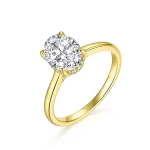 2CT Lab-Created Synthetic moissanite Rings for Women Christmas Birthday Anniversary Gifts Ideas D/VVS1 Oval Synthesis Moissanite Ring Wedding Engagement Prom Party Holiday Date Casual Bling Iced Jewelry