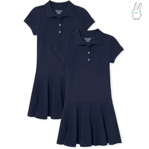 ERT-Girls' Uniform Pique Polo Dress 2 pack