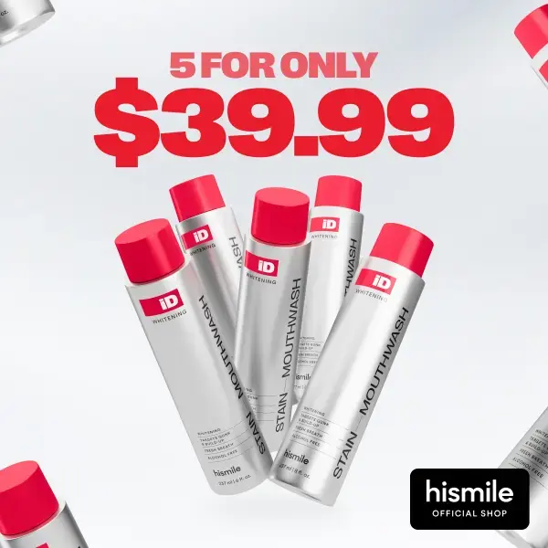 Hismile iD Stain Whitening Mouthwash for White Teeth, Freshens Breath with Essential Oils 237ml