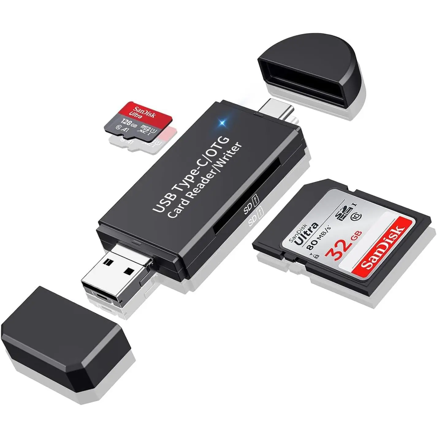 SD/ SD Card Reader, Card Reader, Type C  USB OTG Adapter and USB 2.0 Portable Memory Card Reader for SDXC, SDHC, SD, MMC, RS-MMC,  SDXC,  SD,  SDHC Card and UHS-I Card