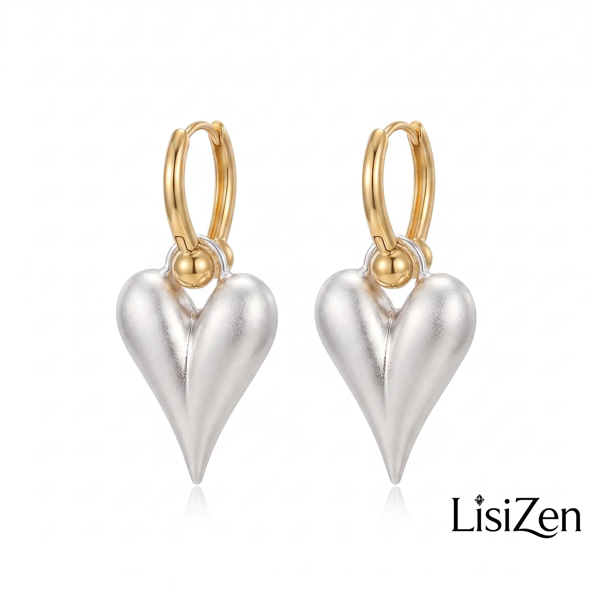 New Heart Brushed Hoop Earrings, Simple Elegant Niche Design Jewelry DZEH4743